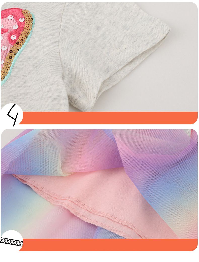 Jumping meters - 棉質圓領短袖網紗洋裝-蝴蝶-灰色