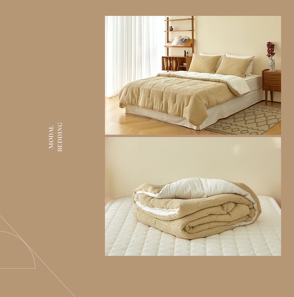 韓國 Maatila - 可水洗天絲莫代爾鬆餅棉被-花生