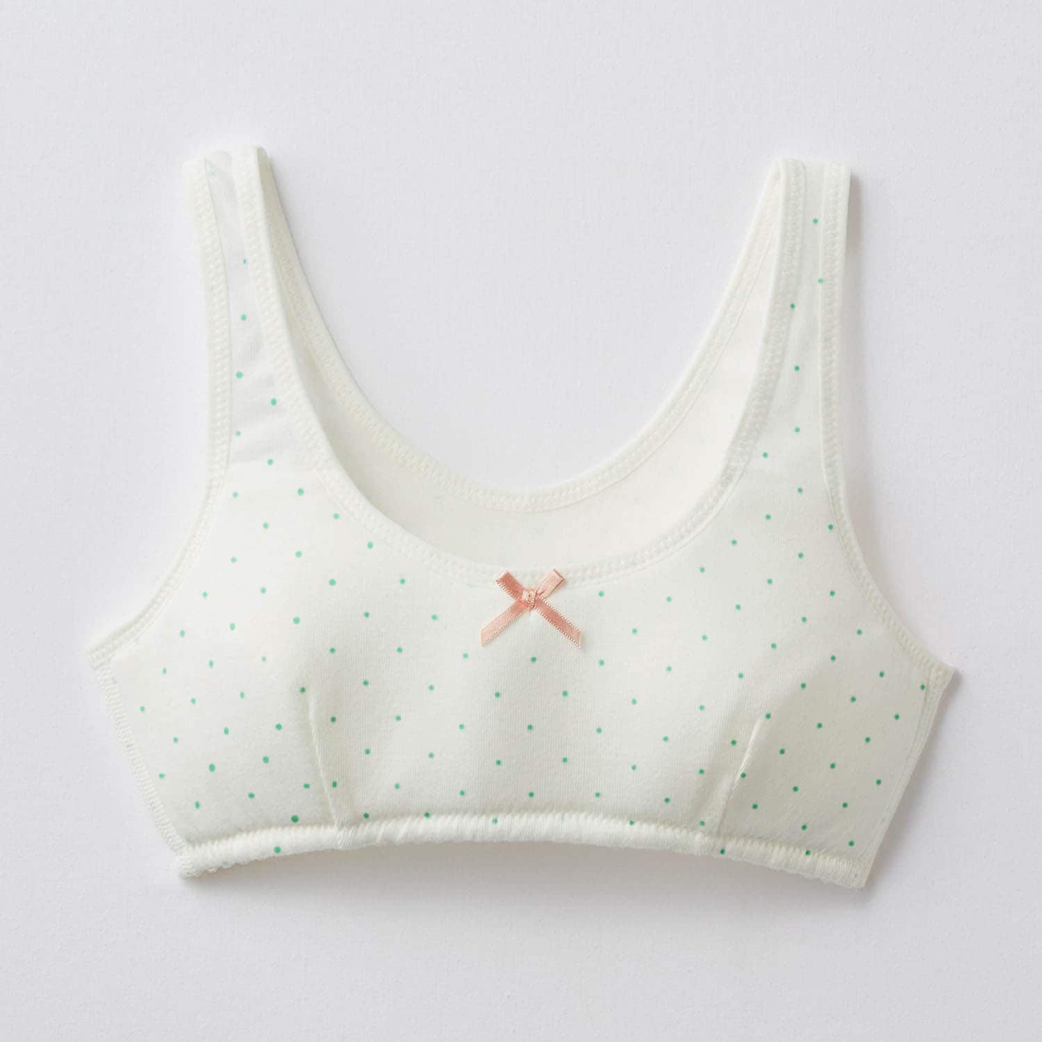 日本 Hummingchouchou - 100%棉 附Bra少女內衣/內搭胸衣-蝴蝶結-米白