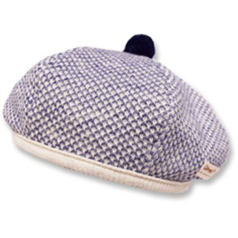 日本 Connect M - 可愛保暖帽-小童款-針織貝雷帽_藍灰色-03-1017