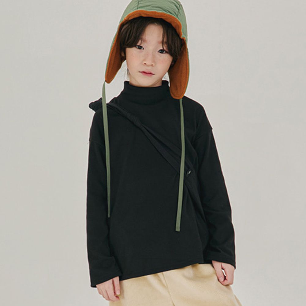 W.S.B. 百搭桃皮絨中領長袖上衣-黑