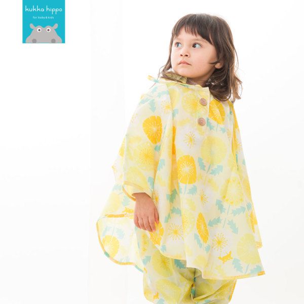 日本 kukka hippo - 小童防雨斗篷(附收納袋)-蒲公英花 (90cm)