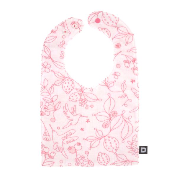 D BY DADWAY - 口袋紗布圍兜-粉紅小蜂鳥 (脖圍25-28cm)