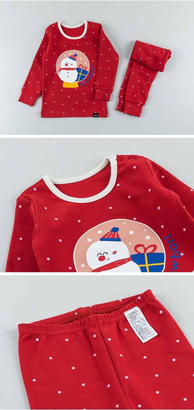 韓國 Cordi-i - 桃皮絨長袖家居服-聖誕雪人禮物-紅