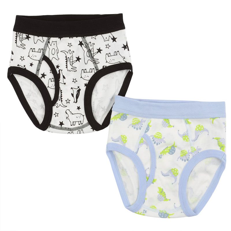 akachan honpo - 三角褲2件組-恐龍&動物-米白色