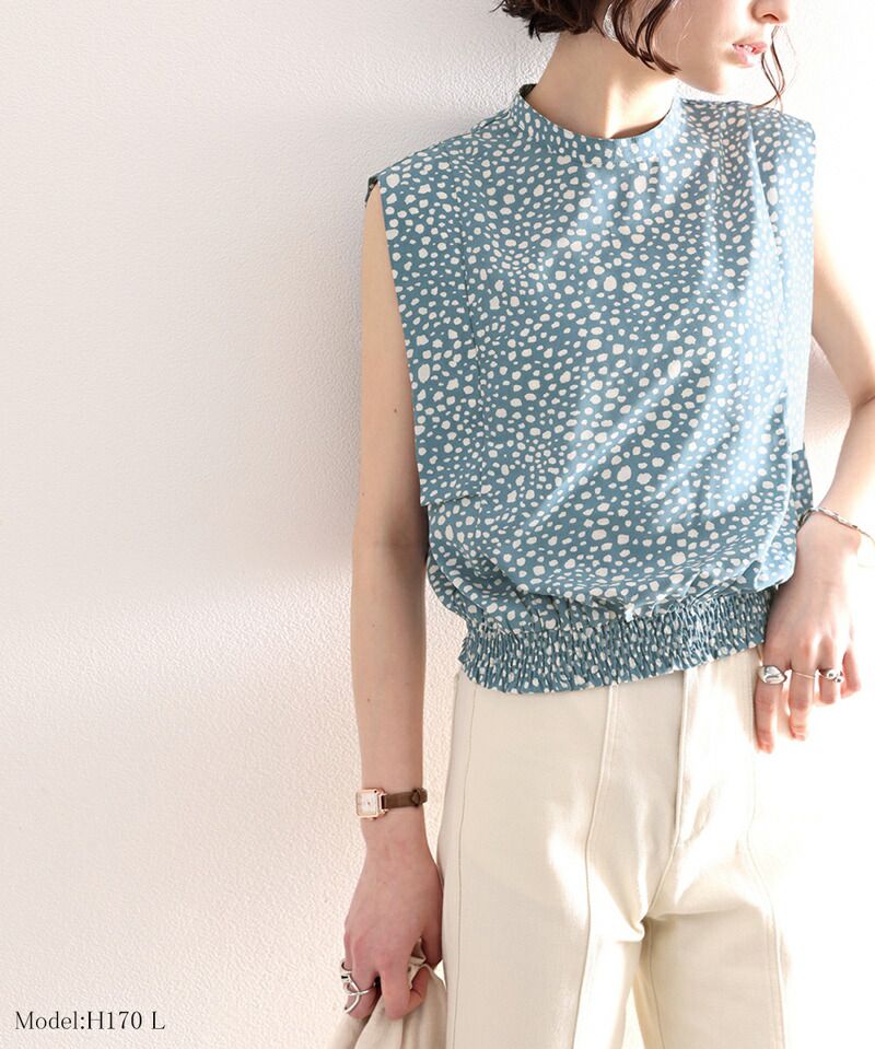 日本 Classical Elf - 優雅時尚雪紡無袖上衣-點點-春芽綠