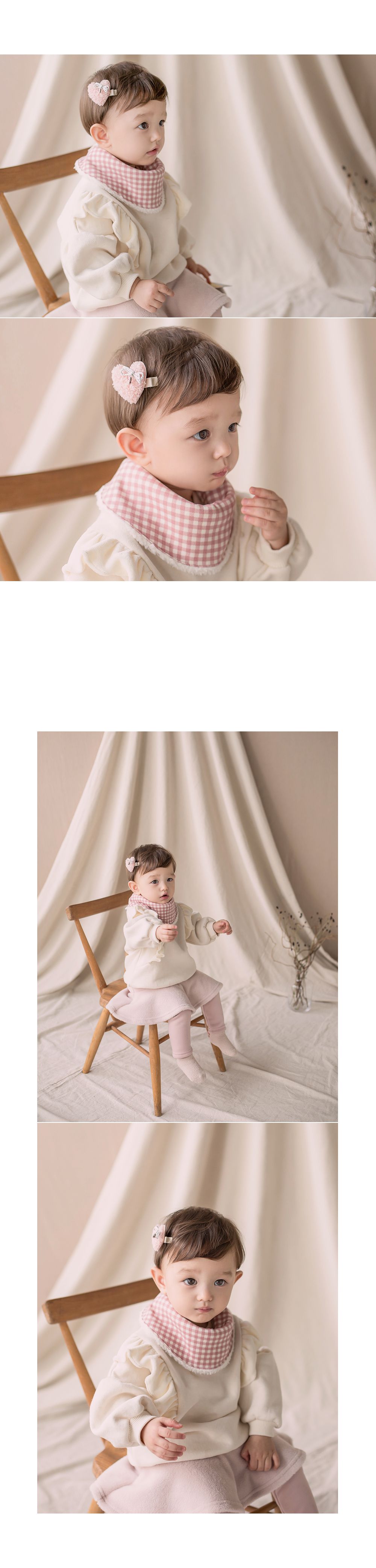 韓國 Happy Prince - 厚刷毛口水兜圍脖-格子-粉紅 (3-48m)