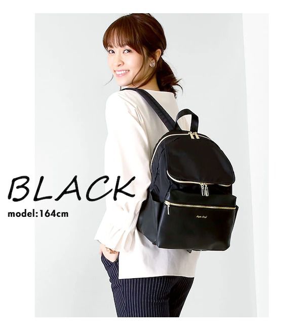 日本 Legato Largo - 10pocket輕量拼接尼龍皮革後背包-米棕-520g