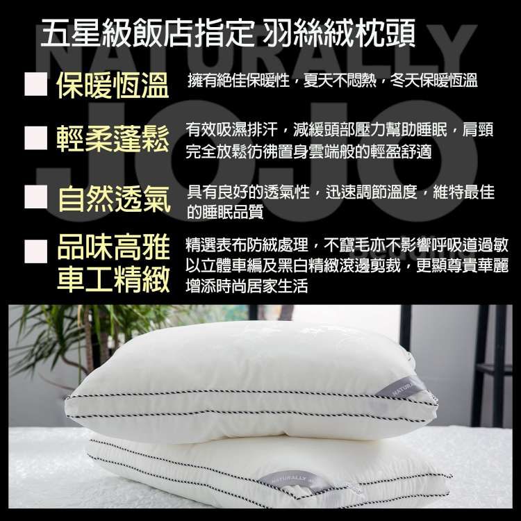 NATURALLY JOJO - 飯店級超細舒適羽絲絨枕-45x75cm