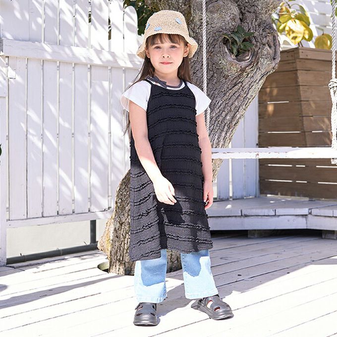 日本 Lycee mine - 度假感層次蕾絲吊帶洋裝-黑