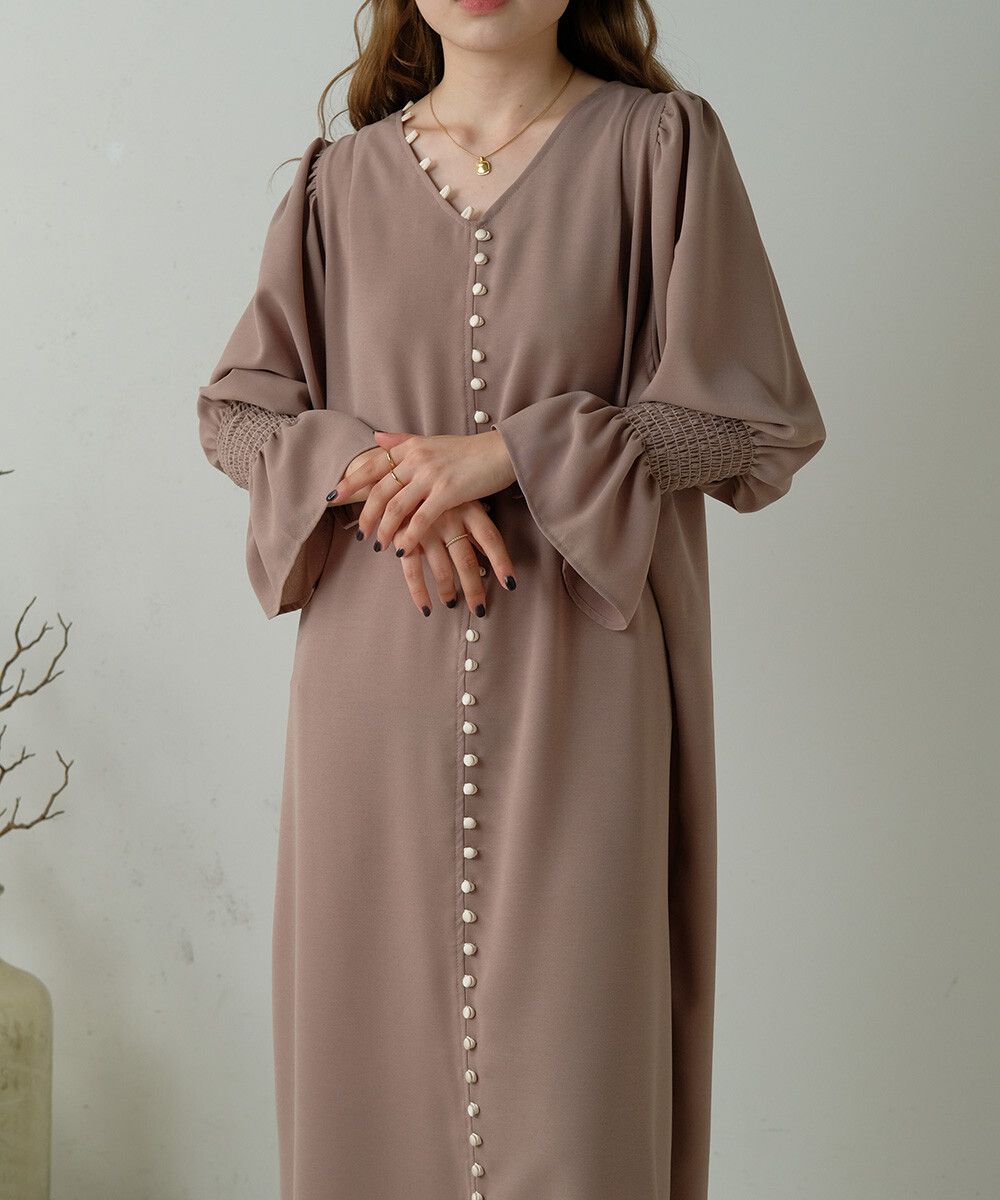 日本 Bab - 歐風垂墜感糖果袖洋裝-薰衣草