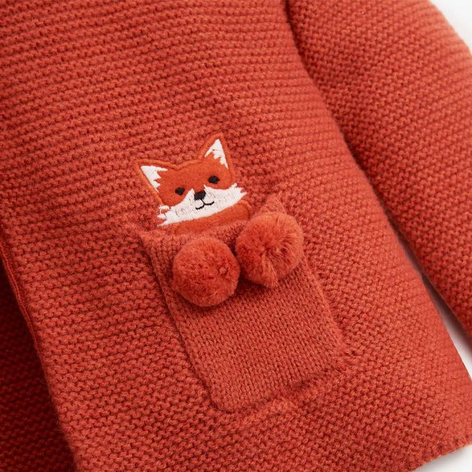 英國 JoJo Maman BeBe - 開襟羊毛衫-可愛小狐狸