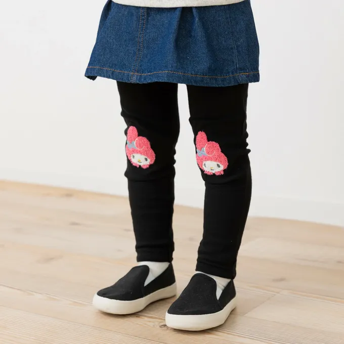 日本 Chil2 - 限量聯名 立體刺繡彈性內搭褲-卡通人物三麗鷗-美樂蒂