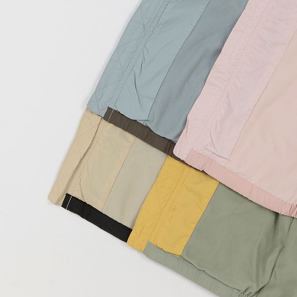 日本 petit main - 拼接雙色連帽輕量防風外套-淺黃x薄荷