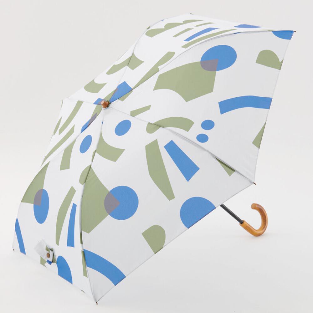 日本代購 - 輕量質感J型手把折疊傘/雨傘-童趣拼貼-深藍 (直徑90cm)