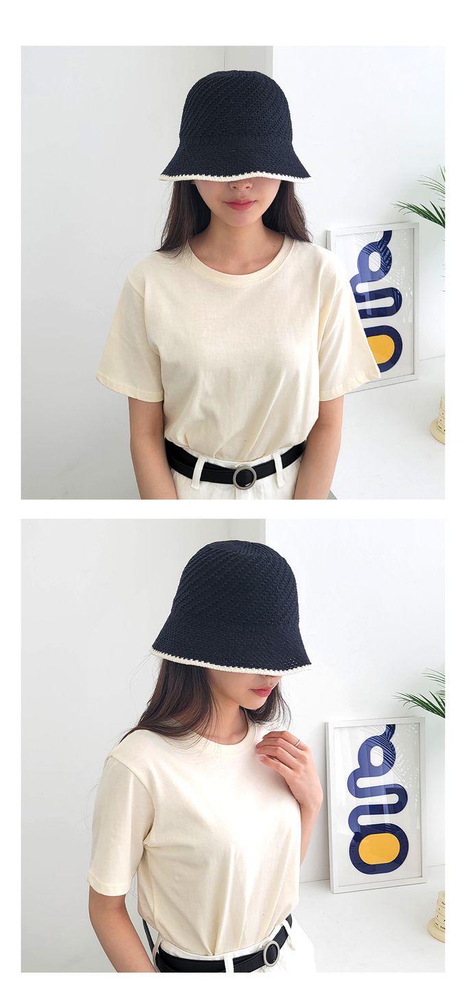 韓國 Soo&Soo - 基本百搭款編織漁夫帽-米杏