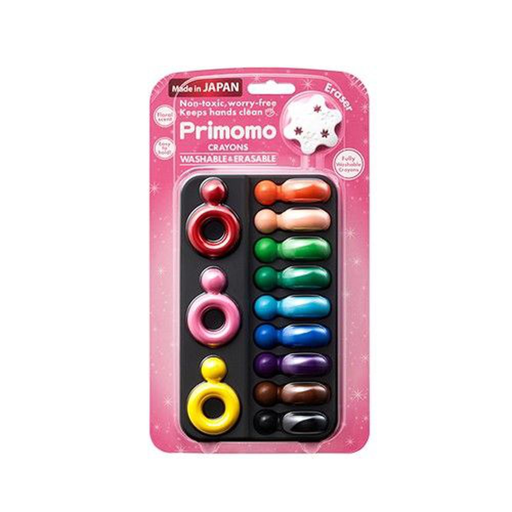 日本 Primomo - Primomo普麗貓趣味蠟筆(附橡皮擦)-皇后戒指-12色-1入組
