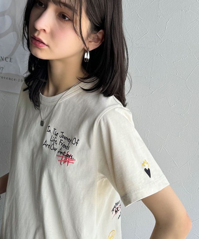 日本 Classical Elf - 有機棉 英文塗鴉風短袖上衣-白