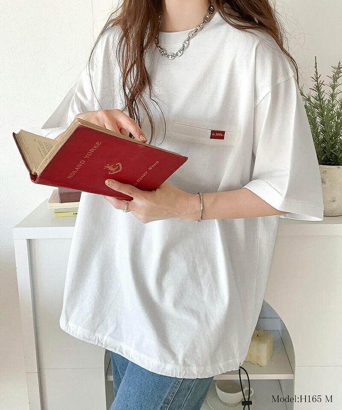 日本 Classical Elf - 純棉光澤感率性紅標抽繩T恤-卡其棕