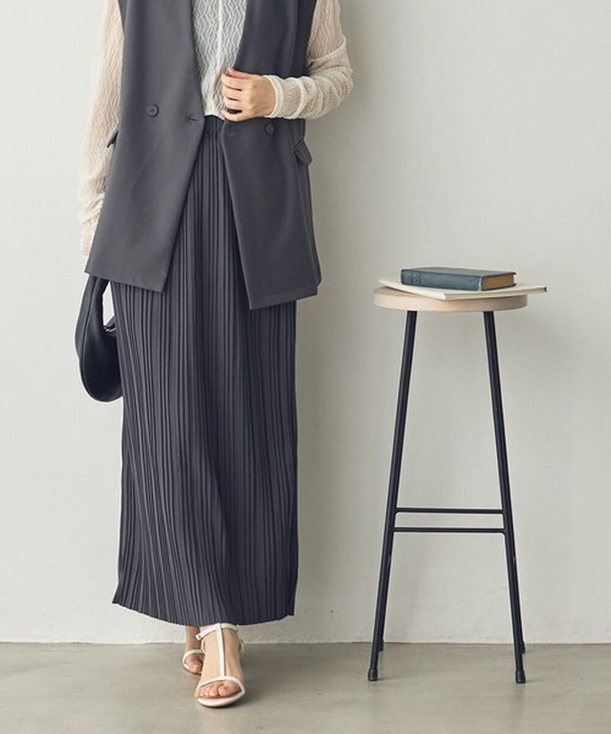 日本 Sans Souci 34+ - 細摺搖曳優雅長裙(全腰鬆緊)-黑 (M)