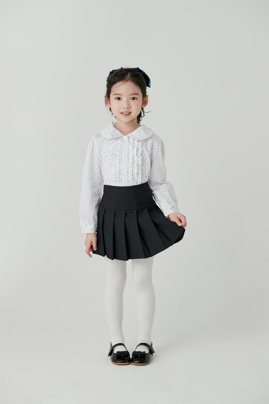 韓國 Coco Bang - 三層荷葉裝飾點點襯衫