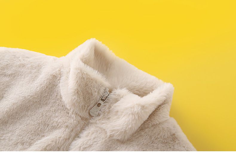 卡通人物史努比加厚毛絨絨半高領外套-SNOOPY戴墨鏡-杏色