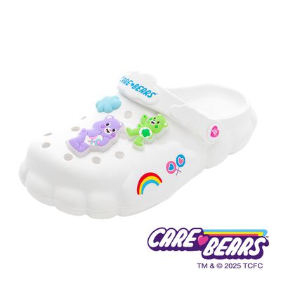 韓國 Care Bears - 彩虹熊 童鞋 雲朵洞洞鞋 CBKG59909-雲朵造型吸睛潮流，增厚鞋底Q彈好走-白-(大童段)