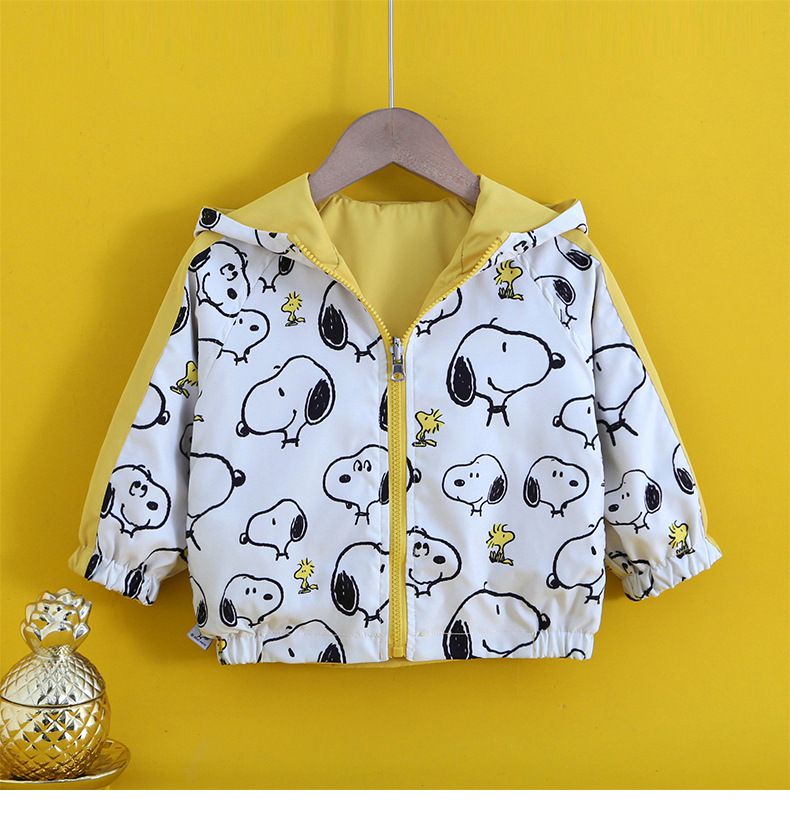 卡通人物史努比雙面穿外套-滿滿SNOOPY-黃色