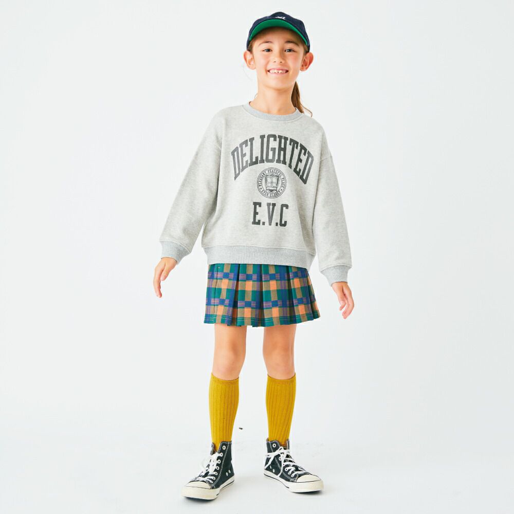 日本 evercloset - 純棉裏毛英文字大學T-水藍