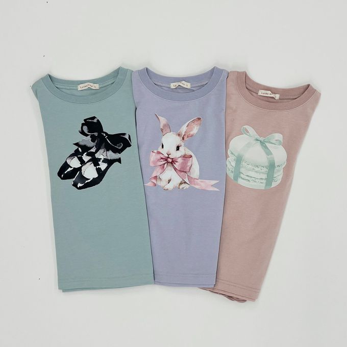 日本 Lycee mine - 夢幻印花荷葉縮口長袖上衣-芭蕾舞鞋-薄荷綠