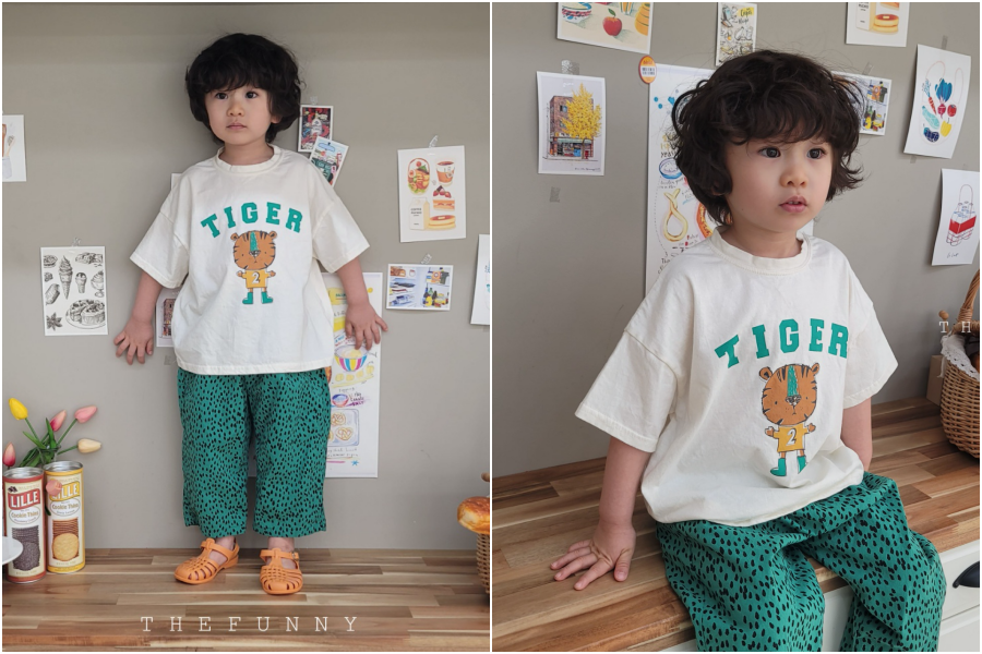 韓國 The Funny - 老虎純棉T-綠