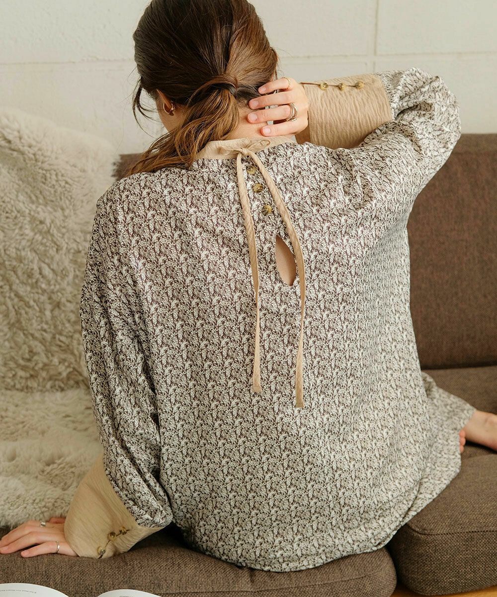 日本 Bab - 歐風碎花圓領雪紡洋裝-春日粉