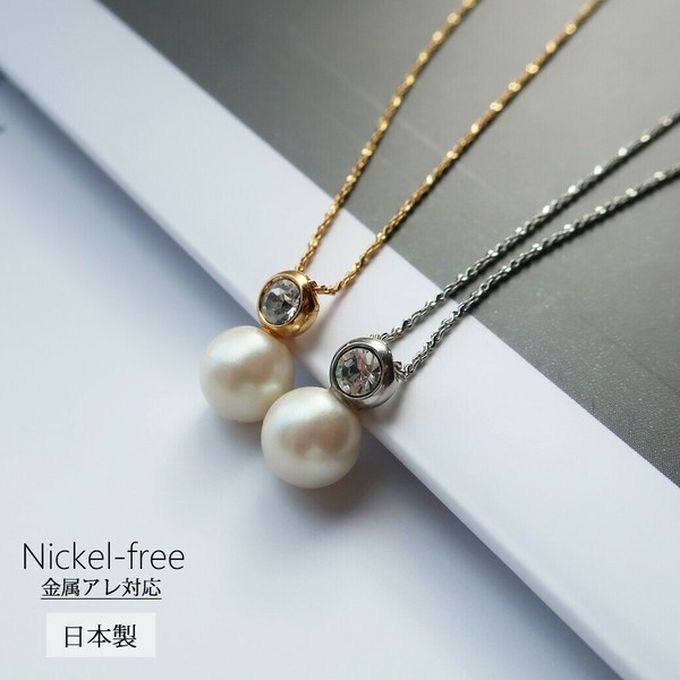 日本 Melody Accessory - 日本製 葫蘆形寶石珍珠疊搭項鍊-銀