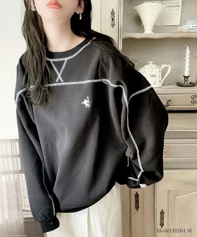 日本 Classical Elf - Java聯名 POLO刺繡拷克邊圓領大學T-深藍