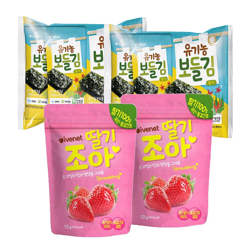ivenet - 12個月以上寶貝點心-艾唯倪草莓果粒x2+艾唯倪幼兒海苔x2