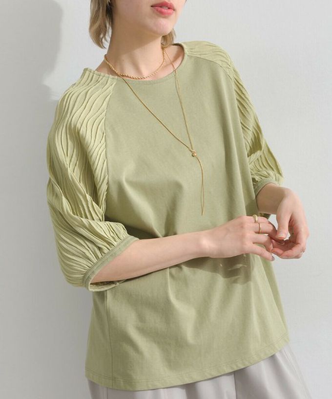 日本 le colis - 優雅立體感波浪五分袖上衣-白