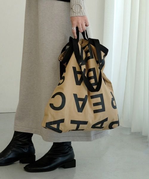 日本 Bou Jeloud - 大容量簡約字母肩背/手提托特袋-咖啡