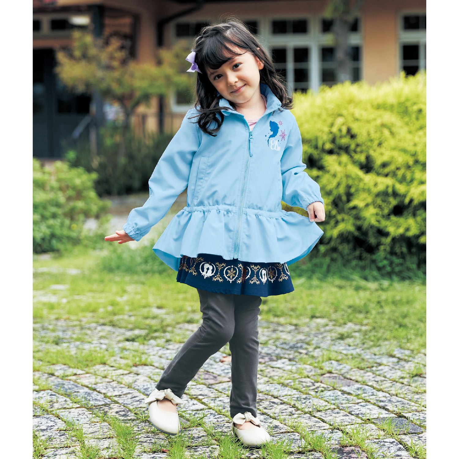 日本千趣會 - 迪士尼公主荷葉衣襬防風連帽外套-長髮公主-粉