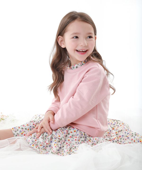 韓國 OZKIZ - 彩色碎花假兩件洋裝