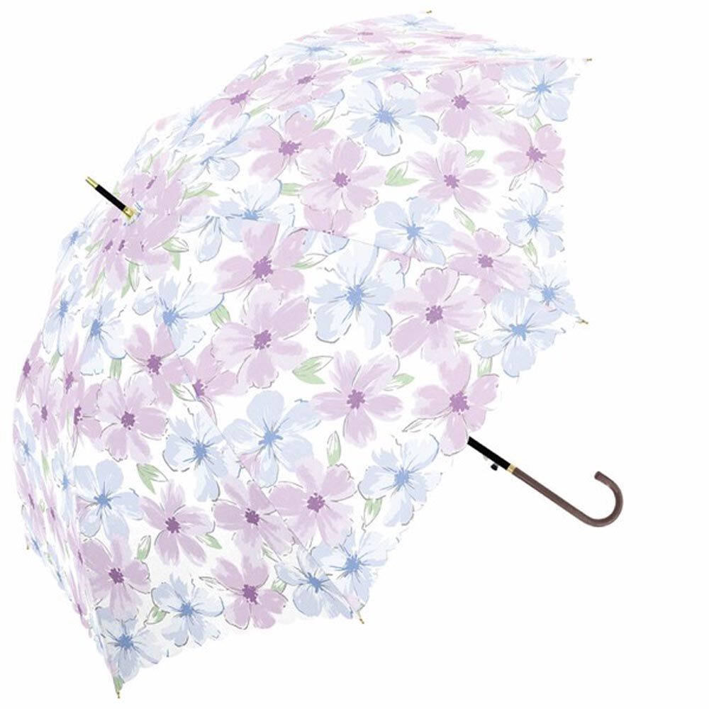日本中谷 - 水彩花卉優雅親骨直傘-藍紫 (60cm)