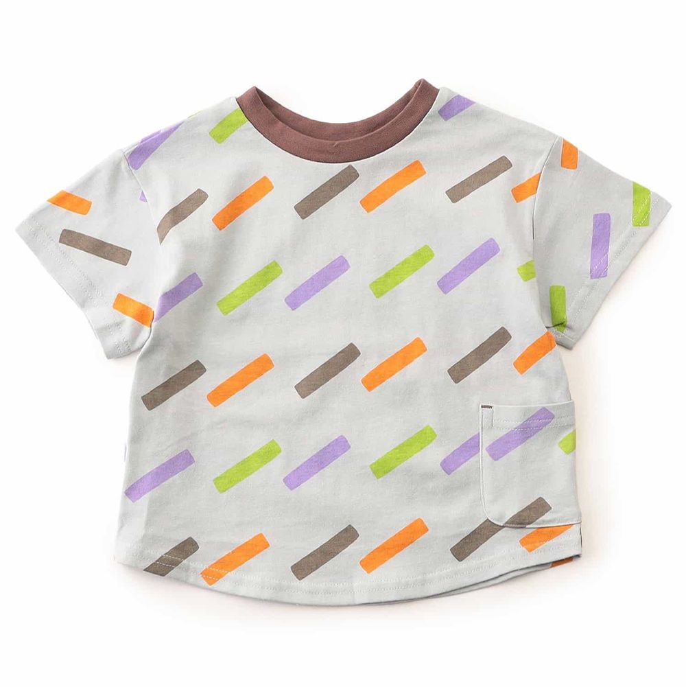 超人氣 正反OK！短袖上衣-斜紋色塊-淺灰