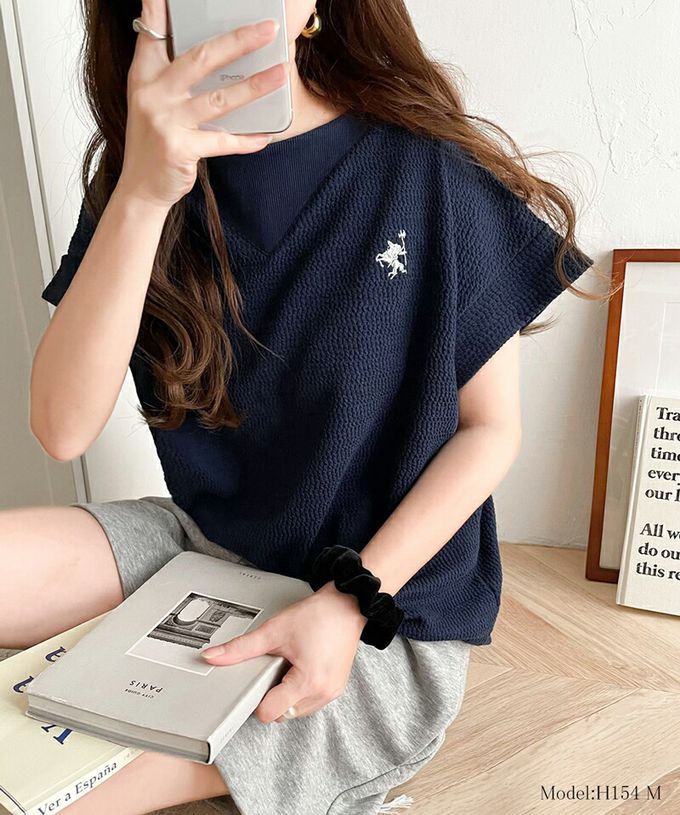 日本 Classical Elf - 有機棉logo刺繡法式袖上衣-黑