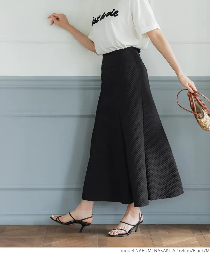 日本 COCA - 時尚菱紋顯瘦魚尾裙-灰棕