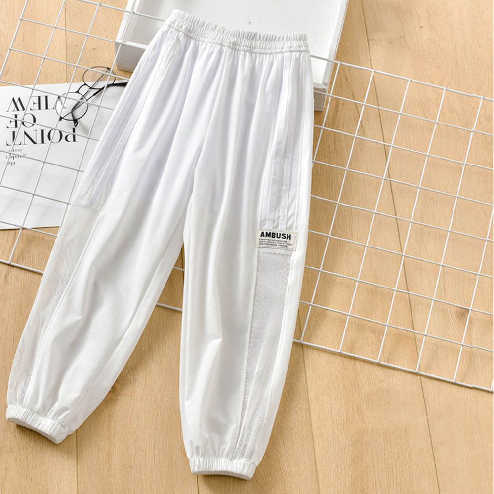 涼感吸溼速乾防蚊褲-透氣網眼-白色(防走光內襯)