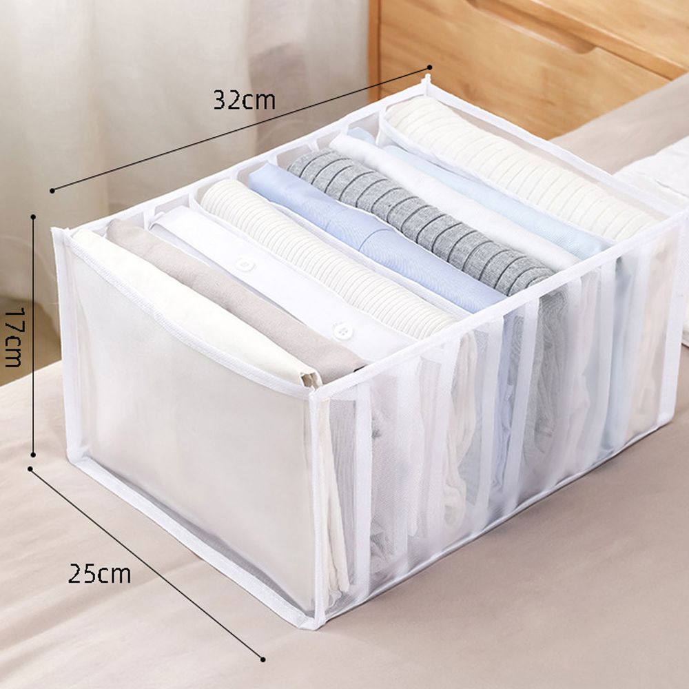 透明網格衣服分隔收納盒-白色 (9格中號)