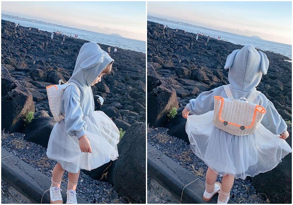 百穿不膩出門首選！超萌兔耳帽T網紗洋裝