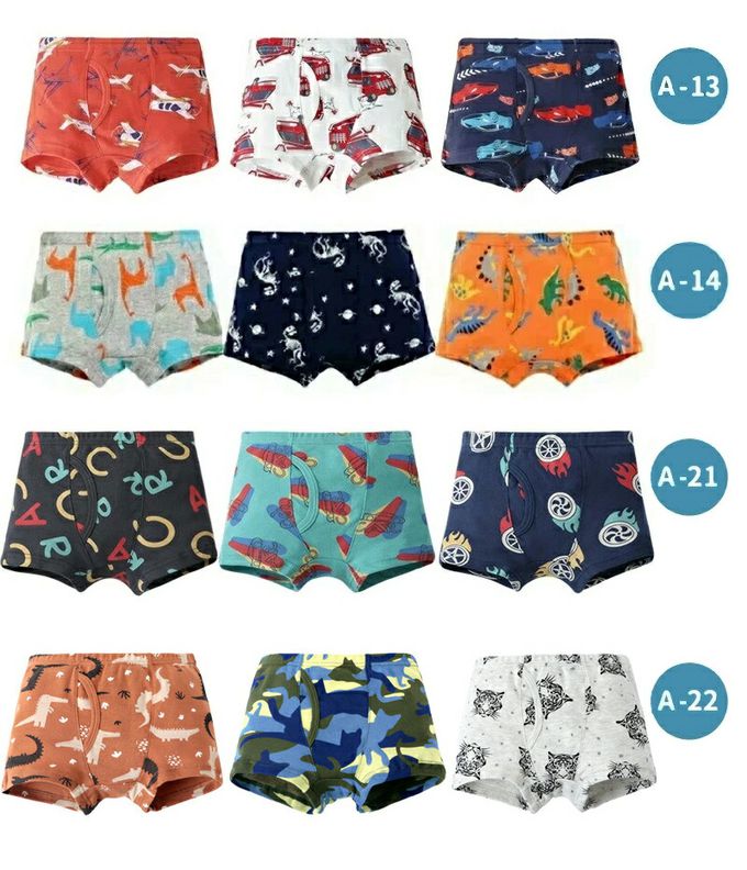 日本 Ho-ho kids - [人氣No.1]純棉透氣男孩內褲(3入)-車車/恐龍/鯊魚-灰白藍