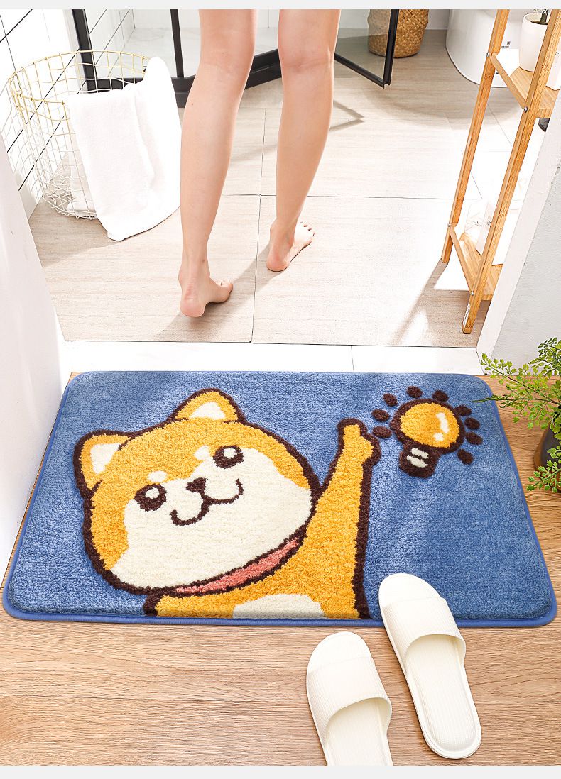 快速吸水植絨浴室腳踏墊-背面橘貓