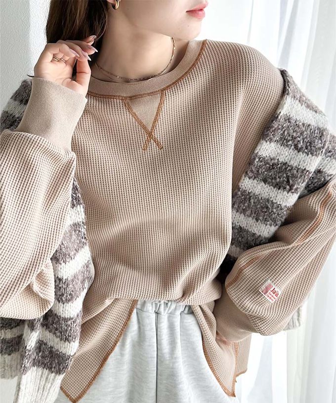 日本 Classical Elf - Java 華夫格車線薄長袖上衣-象牙米