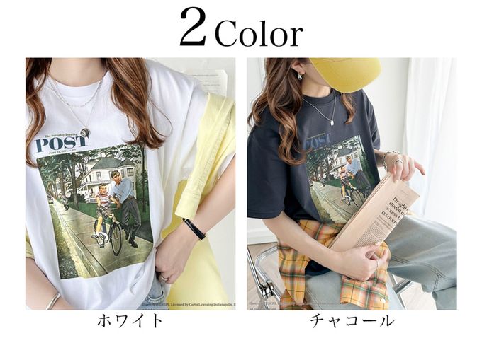 日本 Classical Elf - 設計師聯名 復古印花寬版T恤-自行車課-白